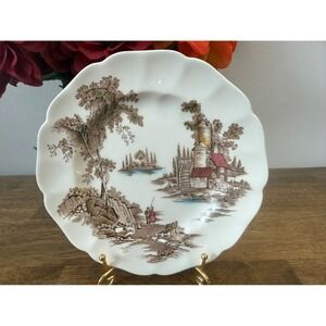 Johnson Bros Old Mill Dinner Plate Vintage English Brown Transferware MCM Dining